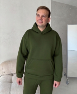 Худі оversize хакі без принту